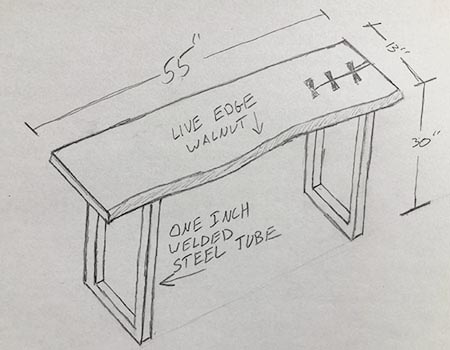 custom furniture planning sketch